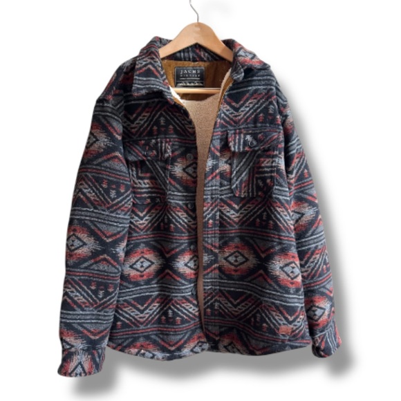 Jachs Men’s Wool Blend Shirt Jacket Aztec Print Used with Care - Picture 2 of 7